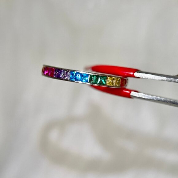 925 Silver Colored Stones Band - Picture 3 of 7